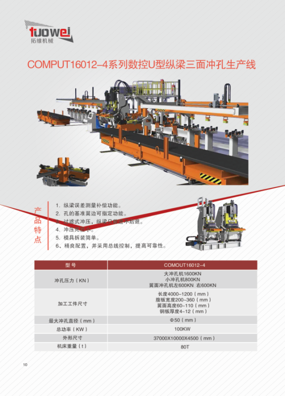 山東拓維機(jī)械制造有限公司，汽車大梁沖，汽車小梁沖，鋼模板沖孔，鋼模板加工設(shè)備，汽車橫梁沖，數(shù)控平板沖孔機(jī)，中厚板數(shù)控沖床，數(shù)控沖鉆復(fù)合機(jī)，汽車縱梁沖，縱梁自動(dòng)化生產(chǎn)線，中厚板沖割復(fù)合機(jī)，平地機(jī)刀片沖鉆生產(chǎn)線